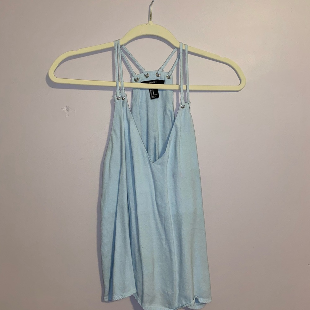 Light Blue V-Neck Top